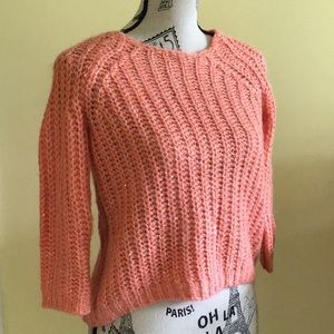 Anthropologie coral knit sweater